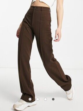 Pull & Bear High Waist Straight Leg Trousers